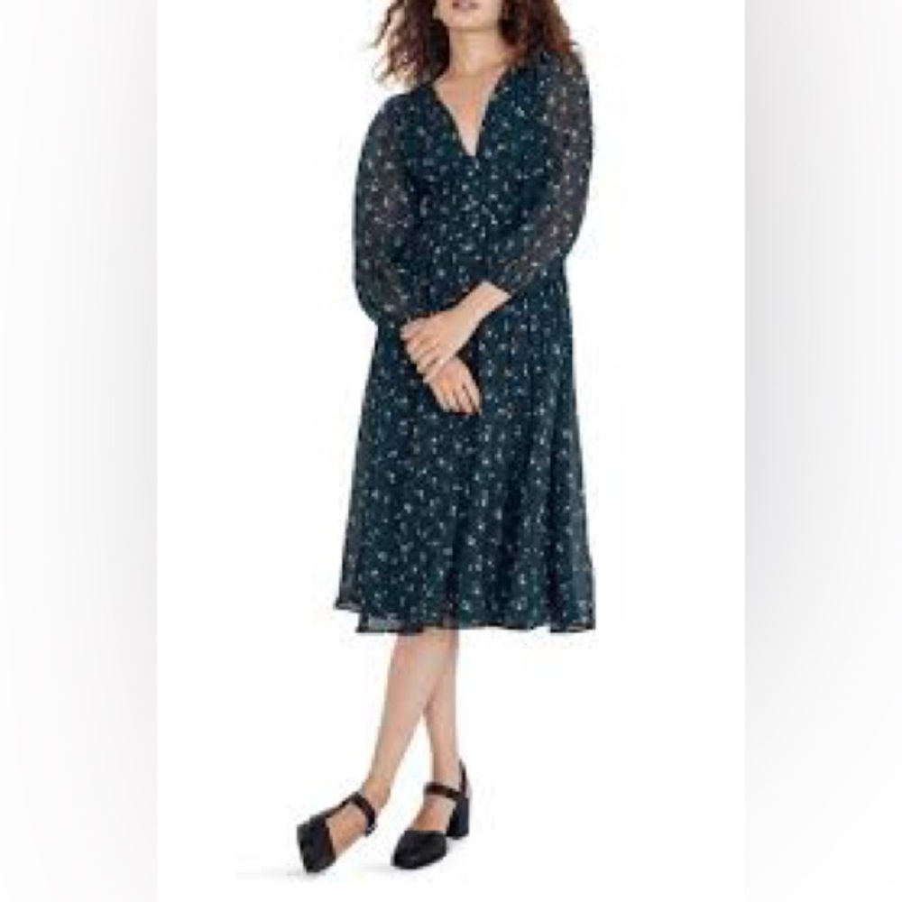 Madewell Sophia Woodland Forest Green Floral Dress Size XXL